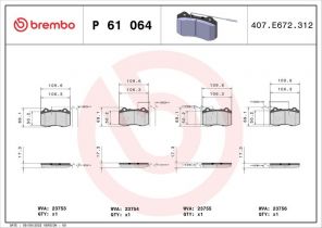 Brembo P 61 064 - Brzdové platničky -