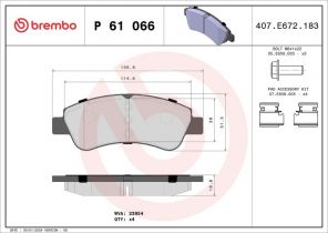 Brembo P 61 066 - Brzdové platničky -