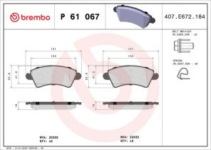 Brembo P 61 067 - Brzdové platničky -