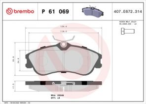 Brembo P 61 069 - Brzdové platničky -