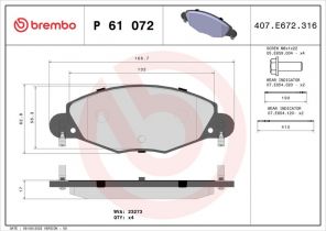 Brembo P 61 072 - Brzdové platničky -