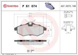 Brembo P 61 074 - Brzdové platničky -