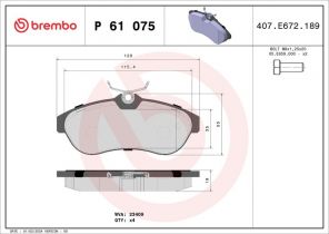 Brembo P 61 075 - Brzdové platničky -