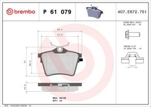 Brembo P 61 079 - Brzdové platničky -