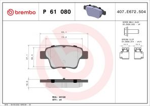 Brembo P 61 080 - Brzdové platničky -