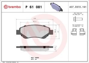 Brembo P 61 081 - Brzdové platničky -