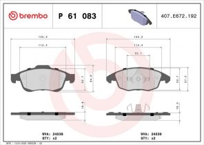 Brembo P 61 083 - Brzdové platničky -