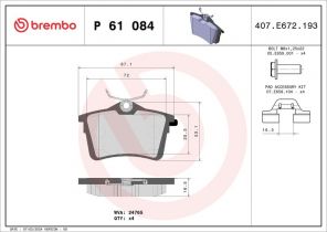Brembo P 61 084 - Brzdové platničky -
