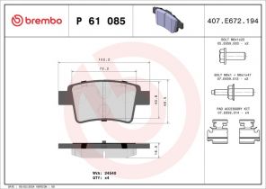 Brembo P 61 085 - Brzdové platničky -