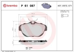 Brembo P 61 087 - Brzdové platničky -
