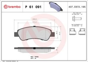 Brembo P 61 091 - Brzdové platničky -