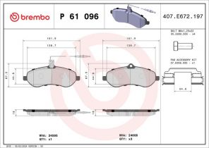 Brembo P 61 096 - Brzdové platničky -