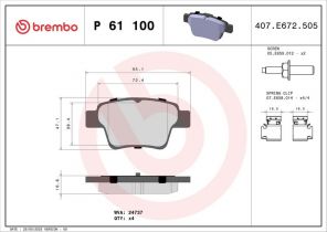 Brembo P 61 100 - Brzdové platničky -