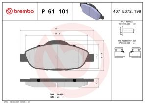Brembo P 61 101 - Brzdové platničky -