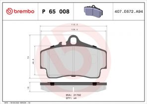Brembo P 65 008 - Brzdové platničky -
