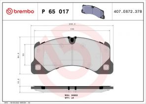Brembo P 65 017 - Brzdové platničky -