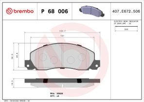 Brembo P 68 006 - Brzdové platničky -
