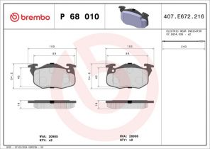Brembo P 68 010 - Brzdové platničky -