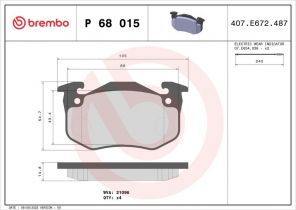 Brembo P 68 015 - Brzdové platničky -