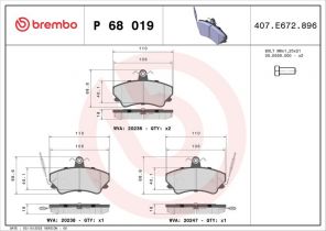 Brembo P 68 019 - Brzdové platničky -