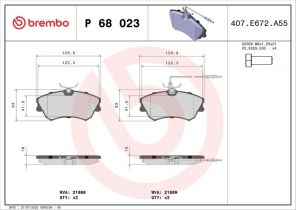Brembo P 68 023 - Brzdové platničky -