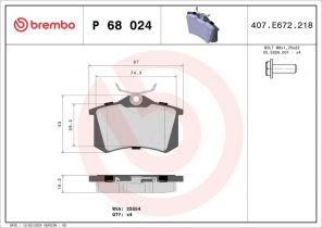 Brembo P 68 024 - Brzdové platničky -