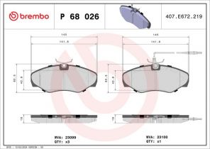 Brembo P 68 026 - Brzdové platničky -