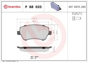 Brembo P 68 033 - Brzdové platničky -