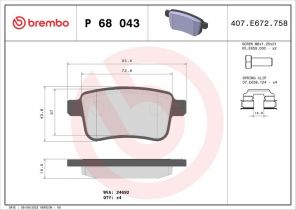 Brembo P 68 043 - Brzdové platničky -