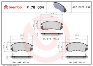 Brembo P 78 004 - Brzdové platničky -