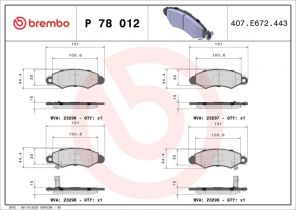 Brembo P 78 012 - Brzdové platničky -