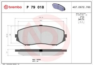 Brembo P 79 018 - Brzdové platničky -