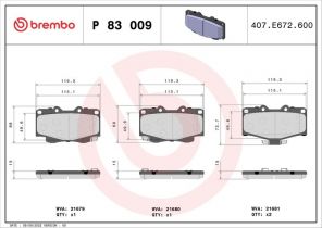 Brembo P 83 009 - Brzdové platničky -