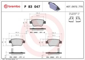 Brembo P 83 047 - Brzdové platničky -