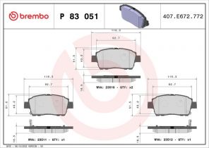 Brembo P 83 051 - Brzdové platničky -