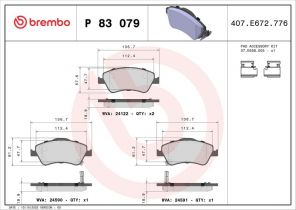Brembo P 83 079 - Brzdové platničky -
