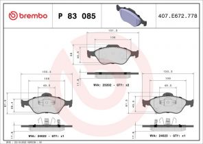 Brembo P 83 085 - Brzdové platničky -