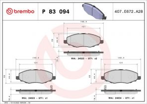 Brembo P 83 094 - Brzdové platničky -