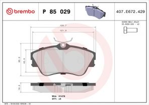 Brembo P 85 029 - Brzdové platničky -