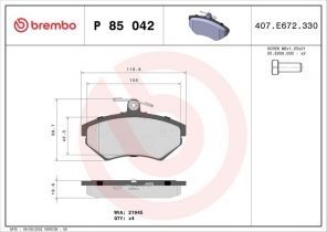 Brembo P 85 042 - Brzdové platničky -