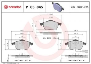 Brembo P 85 045 - Brzdové platničky -
