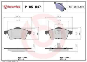 Brembo P 85 047 - Brzdové platničky -