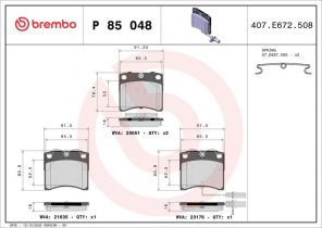 Brembo P 85 048 - Brzdové platničky -