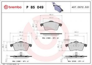 Brembo P 85 049 - Brzdové platničky -