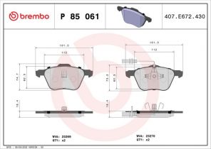 Brembo P 85 061 - Brzdové platničky -