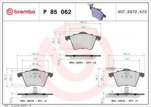 Brembo P 85 062 - Brzdové platničky -
