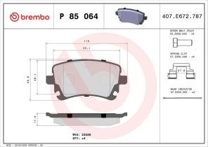 Brembo P 85 064 - Brzdové platničky -