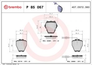 Brembo P 85 067 - Brzdové platničky -