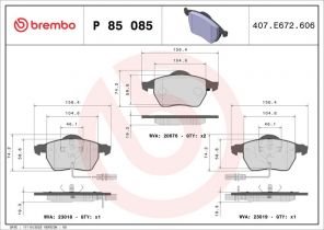 Brembo P 85 085 - Brzdové platničky -