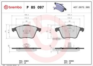Brembo P 85 097 - Brzdové platničky -